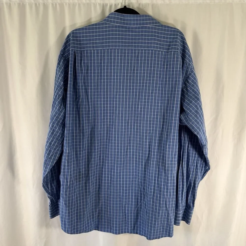 Jos A Bank Reserve Dress Shirt Mens XXL Silk Bl Blue Plaid Button Up Long Sleeve